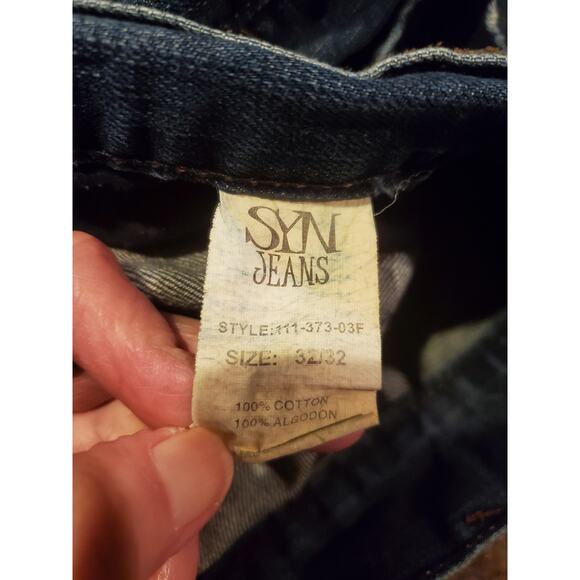 Syn Jeans Mens Sz 32x32 Gambler Bootcut Zipper‎ Pockets Distressed - Picture 6 of 10